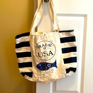 Made in USA cotton shopping bag with ribbon tie